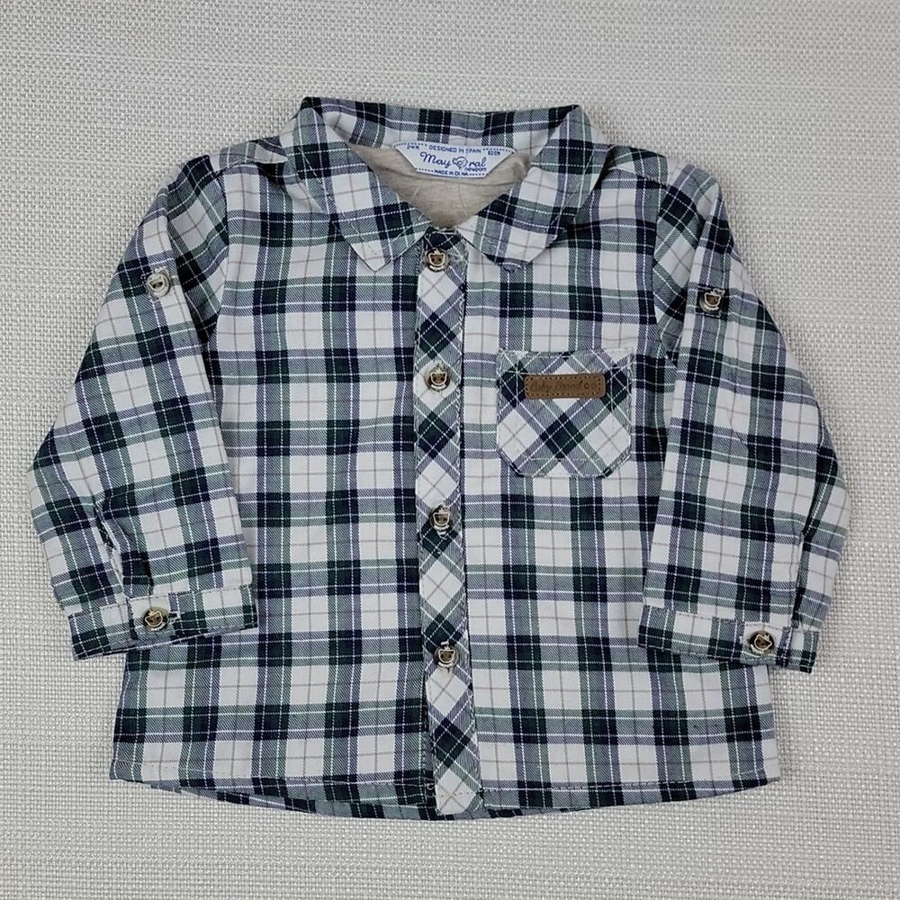 Mayoral newborn blue plaid shacket‎ 2-4M